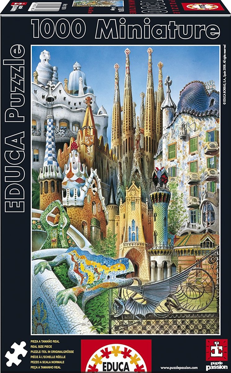 Miniatuur Legpuzzel - 1000 kleine stukjes - Collage, Gaudi - Educa puzzel