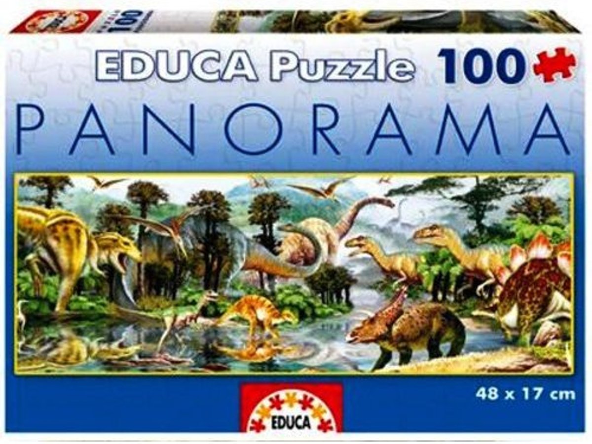 Panorama Legpuzzel - 100 stukjes - Dinosauriërs - Educa Puzzel