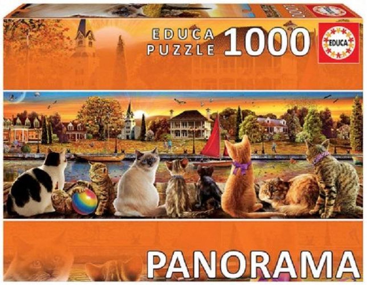 Puzzel 1000 stukjes - Cats on the Quay Panorama