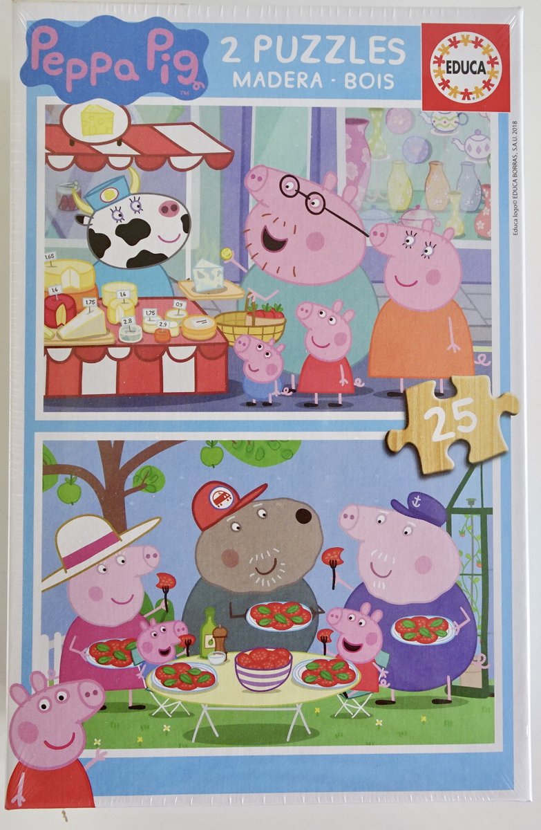 Set van 2 houten puzzels van Peppa Big, 2 x 25 stukjes