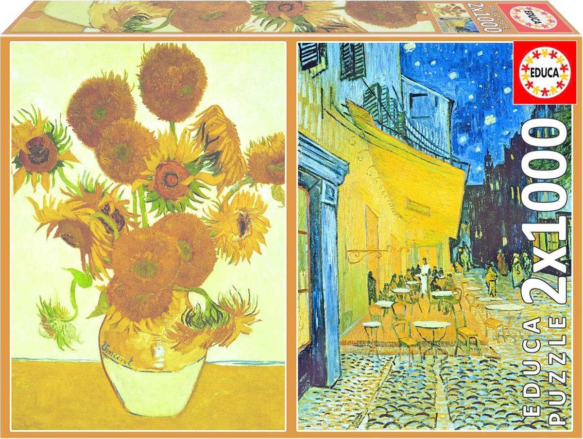 Sunflowers & Café Terrace at Night, Vincent Van Gogh (1000 stukjes)