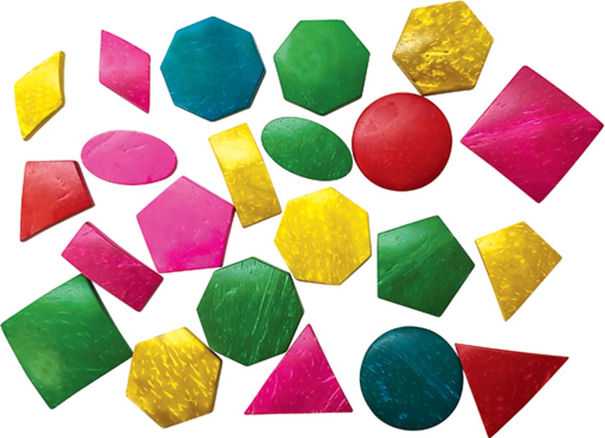   geometrische vormen speelgoed van kokosnootschaal - kleurrijk 22-delig.