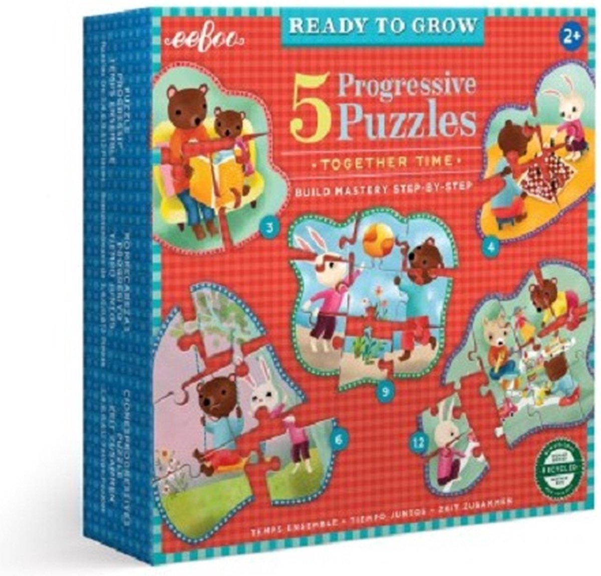 eeBoo legpuzzel, ready to grow, together time. 3,4,6,9 & 12 stukjes