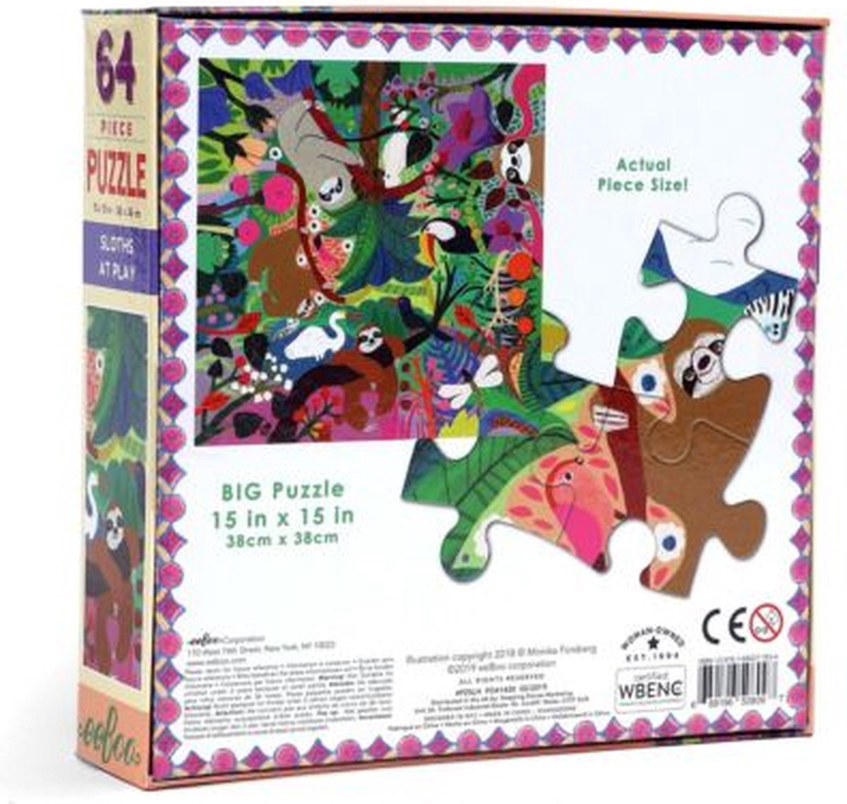 eeBoo legpuzzel sloths at play, 64 stukjes