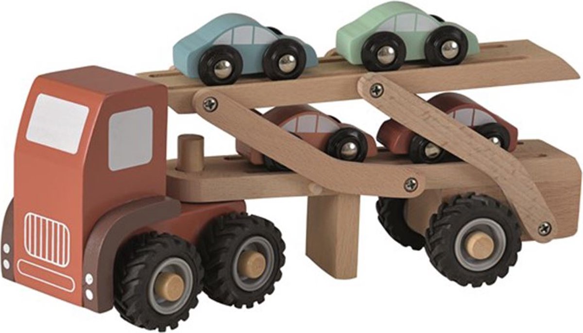 Egmont Toys Houten autotransport met 4 autos. 1+