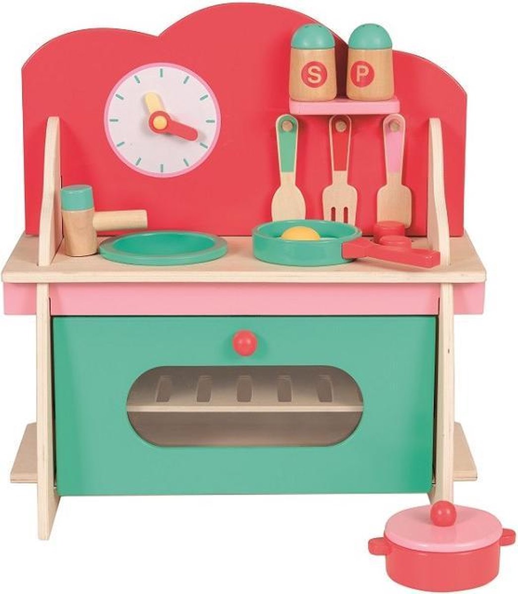 Egmont Toys Keuken hout 36x17x38 met accessoires. 3+