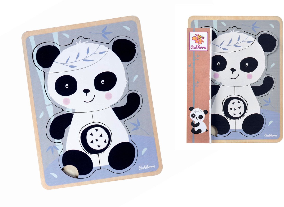 Houten Kinderpuzzel   Panda 6 Onderdelen