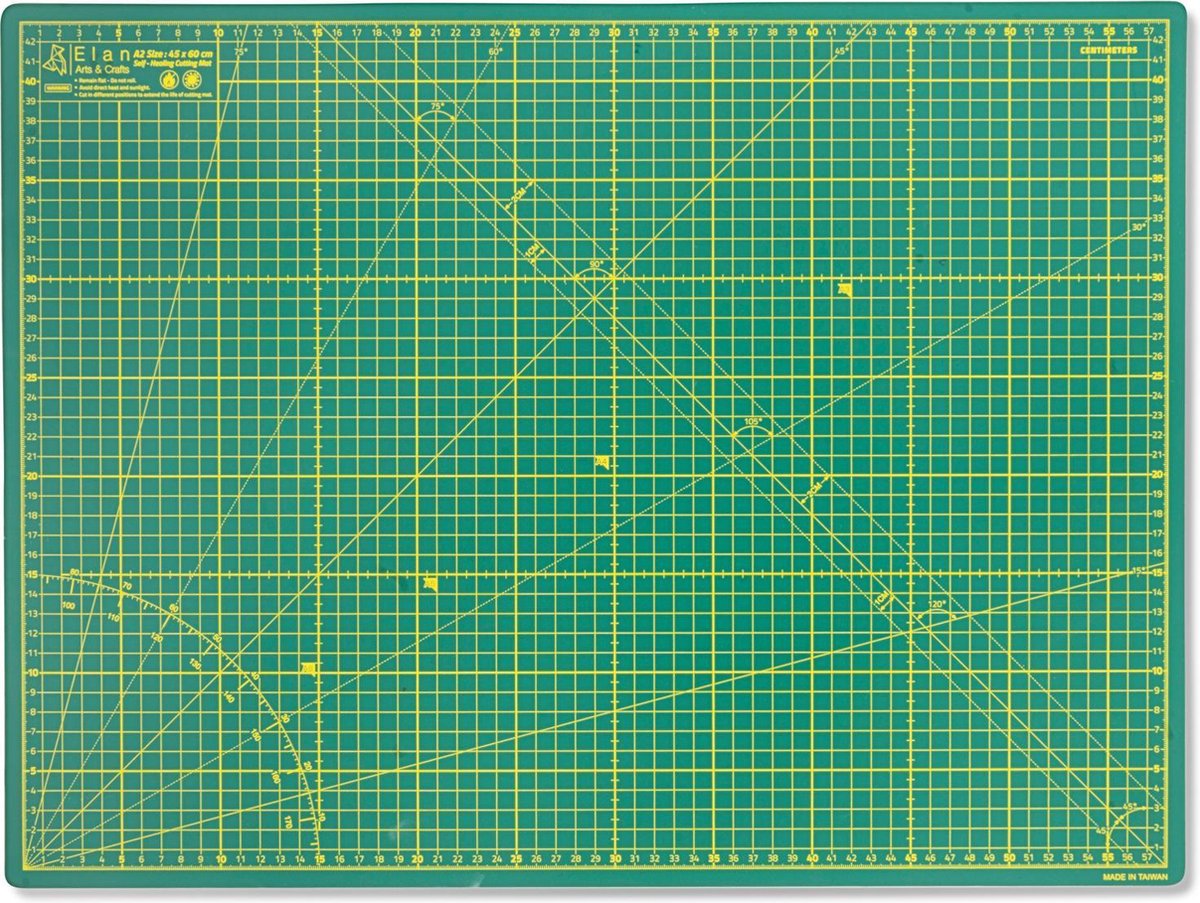 Elan 5-laagse Snijmat Groen A3, Zelfherstellende 3 mm Snijmat, Knutselmat met Dubbelzijdig Raster, Metrische Snijonderlegger voor Quilten, Naaien, Patchworken, Scrapbooken, enz. 44 x 30 cm…