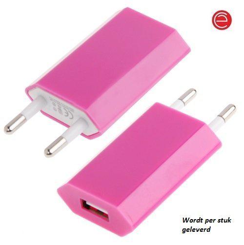 EU Plug USB Oplader voor iPhone 5 & 5C & 5S, iPad mini / mini 2 Retina, iPhone 4 & 4S, iPhone 3G / 3GS, iPod Touch (Magenta/Roze) 