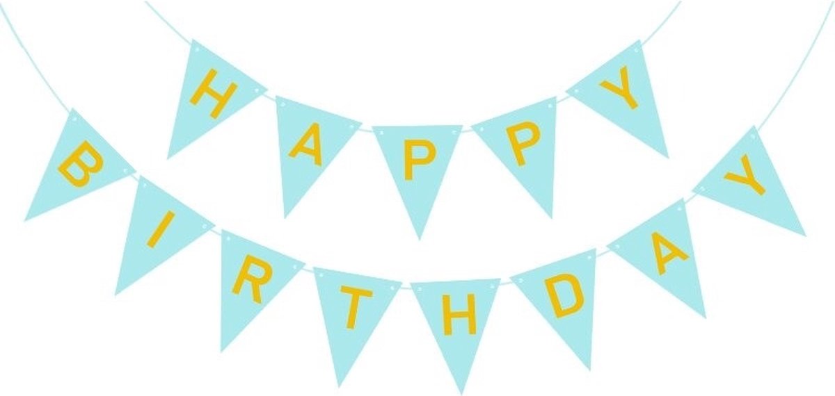 Slinger Happy Birthday – Blauw – 250cm – 18.2*13.2 cm – Verjaardag Feestje Kinderfeest – Puntvlaggetjes