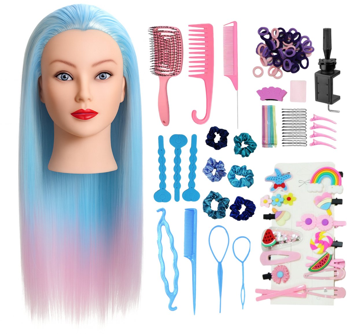 Kappershoofd Elisa – Oefenhoofd Kinderen met Accessoires & Statief –   Meisjes Speelgoed – Perfect Cadeau voor Sinterklaas & Kerst