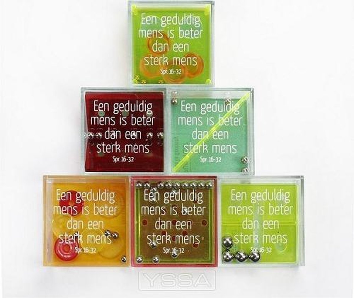 Geduldspel - Tegeltjes - Teksten over geduld - Multicolor - 6 stuks - Elian