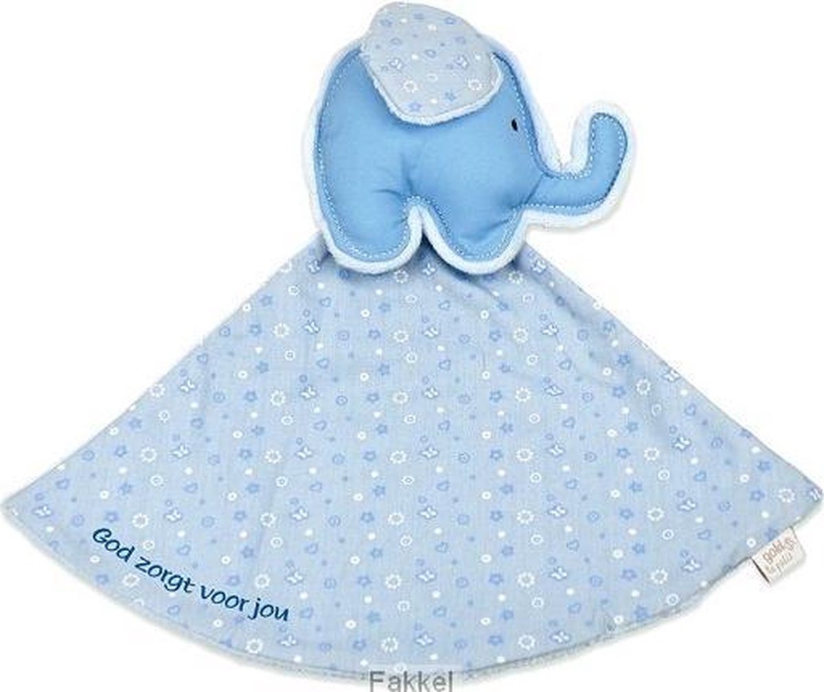 Tutdoek blauw olifant God zorgt