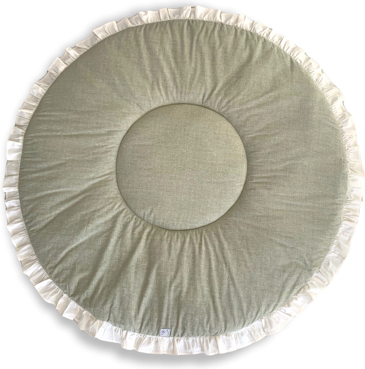 Eliz Baby Speelkleed Luxe Rond Dubbelzijdig Speelmat Olive Green Volant