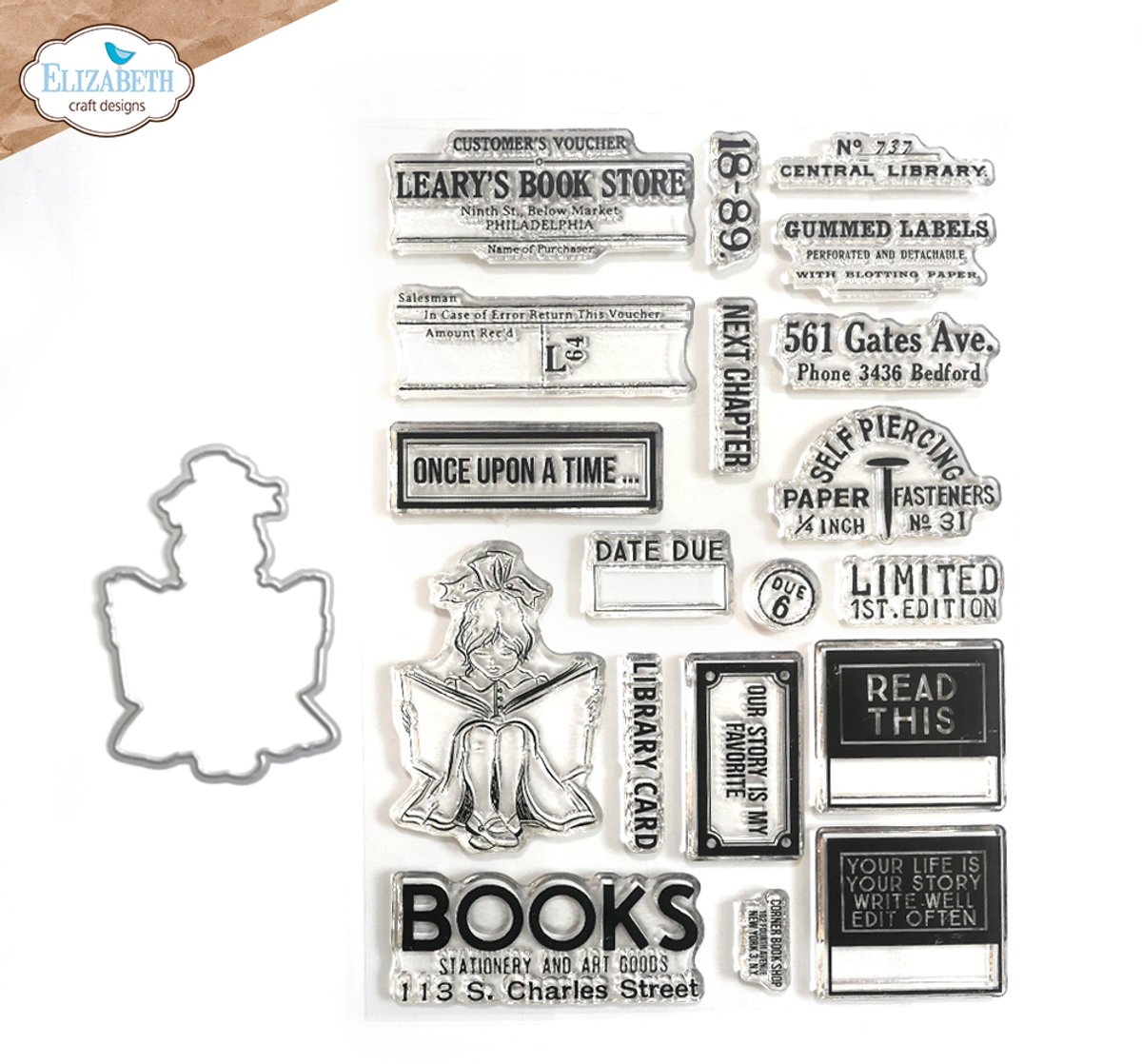 ECD The bookstore stamp and die set