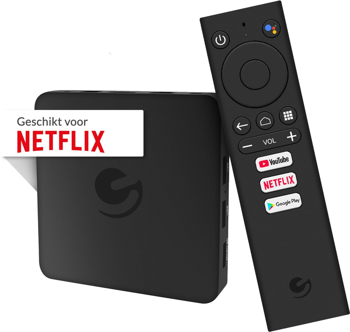 Nieuwste 2021 Ematic Android Smart TV Box 4K-Google & Netflix gecertificeerd- Bluetooth connectie-Voice control-Ingebouwde Google Assistent-2.4GHz wifi