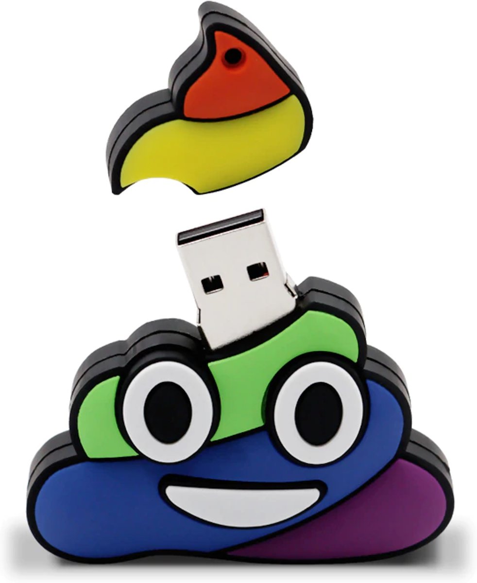 Drol USB-Stick 32GB - Regenboog Drol Emoji design