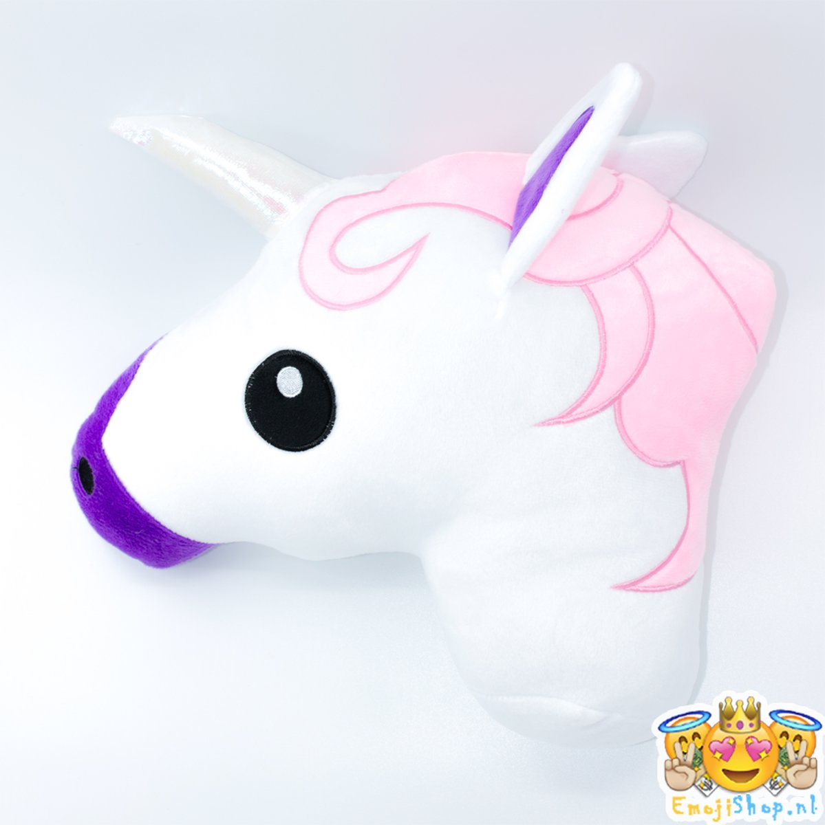 Unicorn Kussen - Prachtig geborduurde Emoji Eenhoorn Knuffel - Bekend van Whatsapp - Gratis verzending