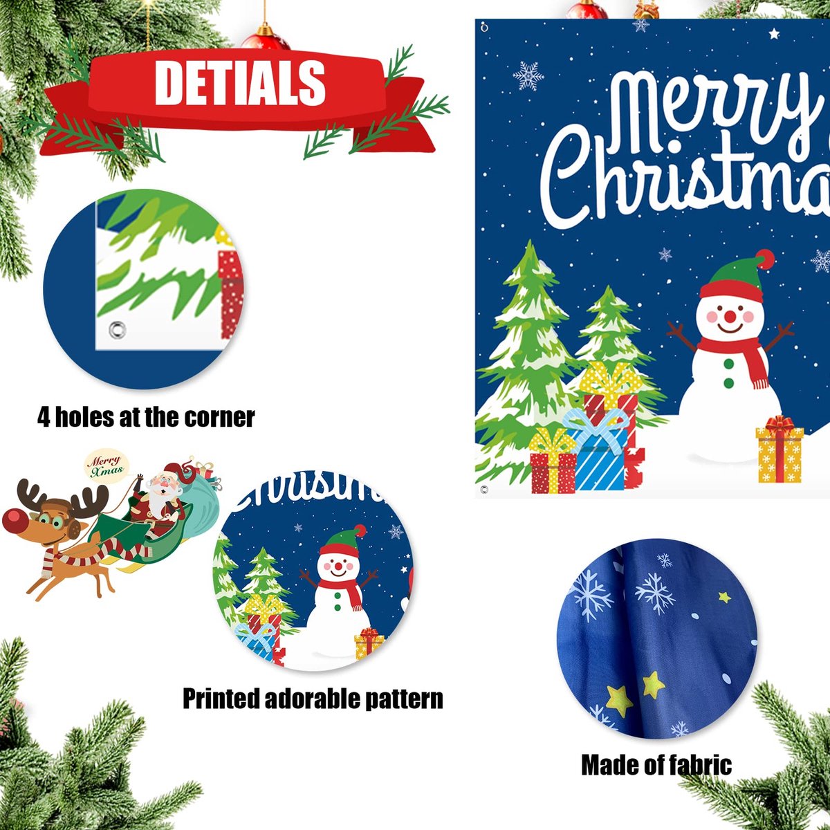 Kerstbanner, grote kerstversiering, banner, kerstachtergrond, banner, hangende jard banner, Kerstmis, hangende banner, veranda-teken, kerstdecoratie kerstdecoratie voor Kerstmis