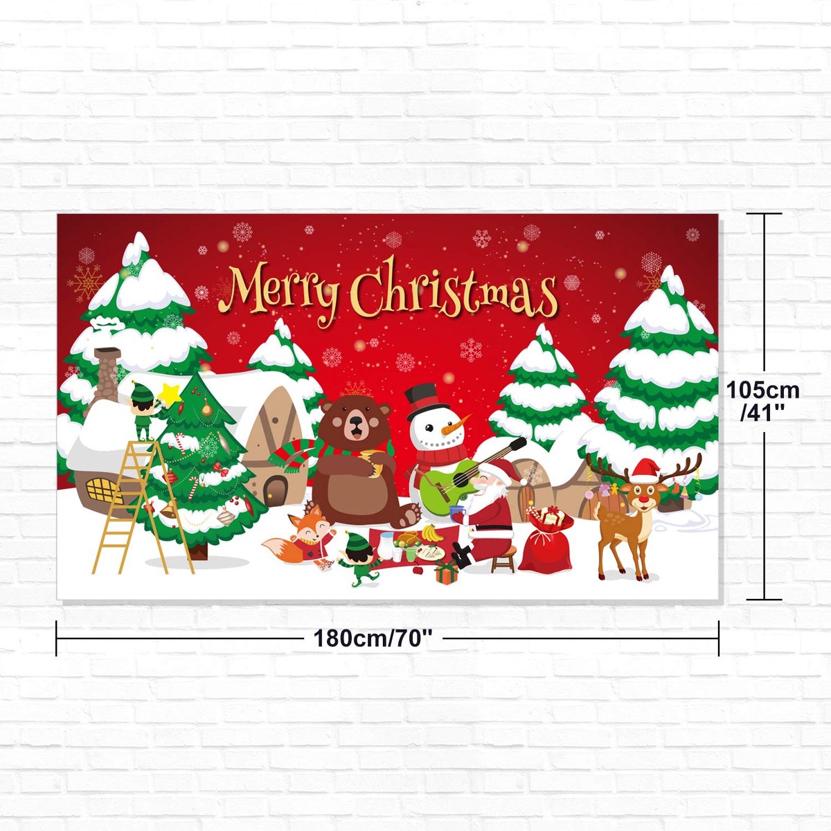 Vrolijk kerstfeest, kerst banner, extra breed, kerstmis, 170x105 cm, fotoachtergrond, kerst decoraties voor huis, binnen en buiten, feest, kerstdecoratie, accessoires