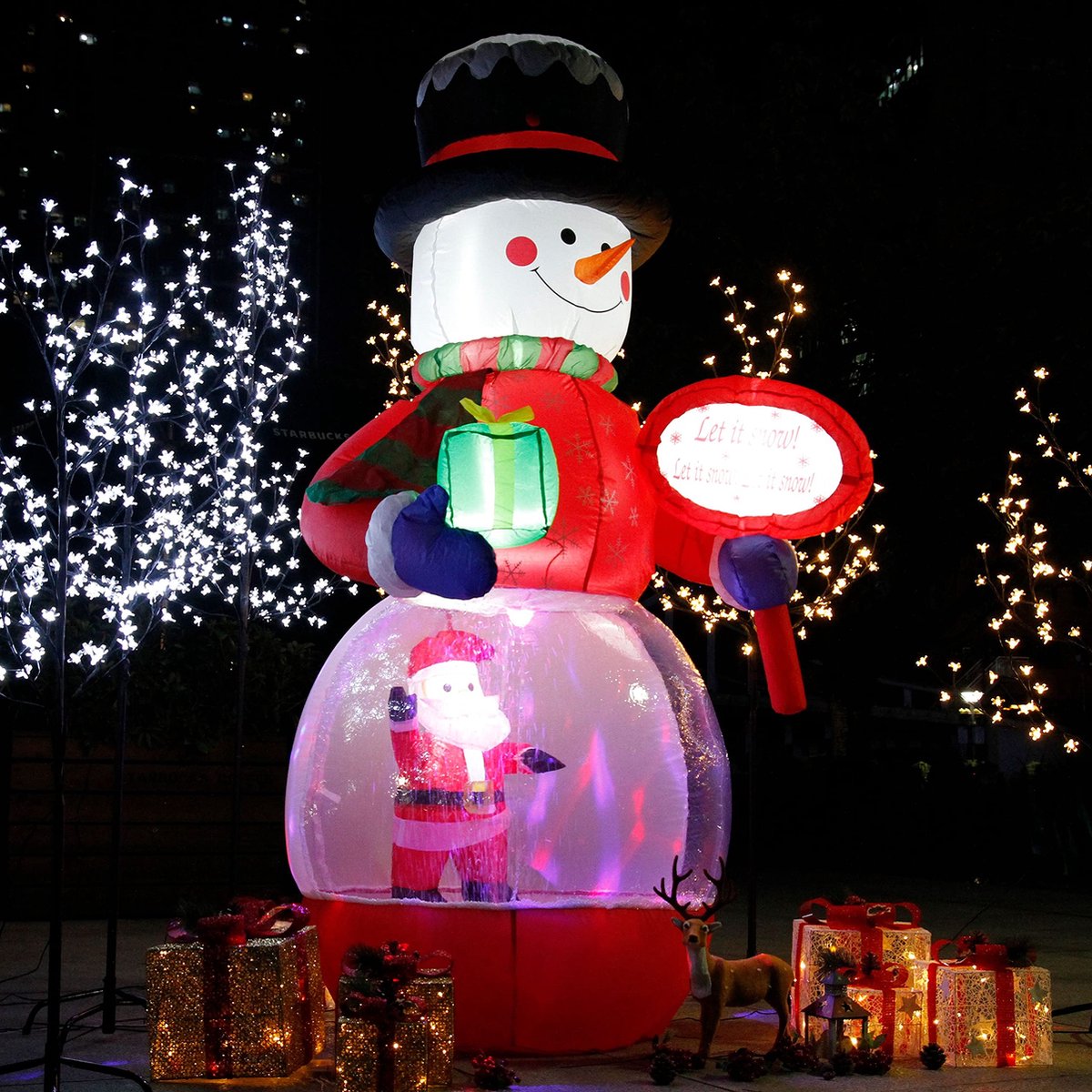 XXL Opblaasbare sneeuwpop en kerstman met LED verlichting 210cm - Opblaasbare figuren kerstman voor binnen of buiten- Kerst decoratie verlicht opblaasbare sneeuwman outdoor kerstverlichting kerstdecoratie kerstfiguur