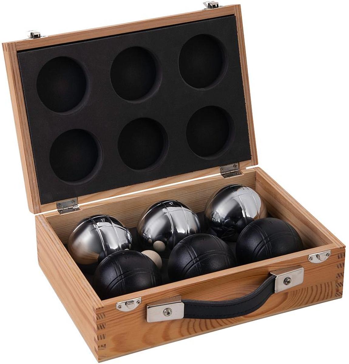 Jeu De Boule Set - 6 Ballen Zwart en Zilver - in Koffer