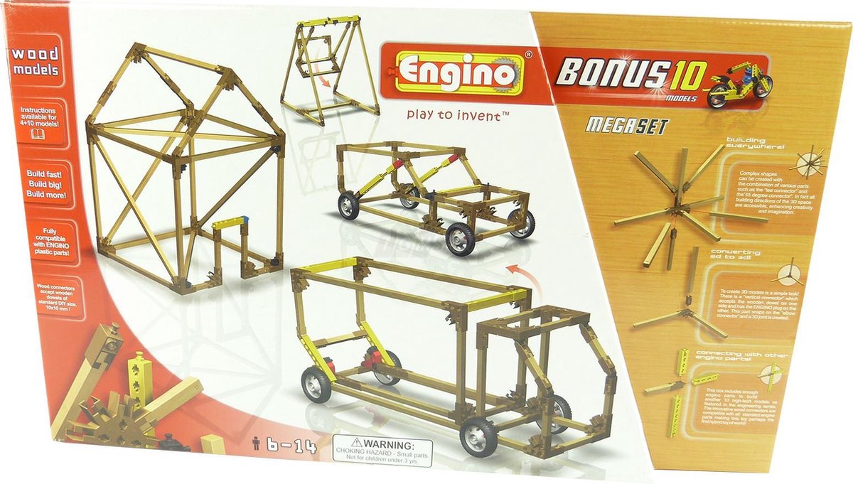 Engino - Wood Series Megaset -  Kit - Wood Series - 10 modellen - Speelgoed