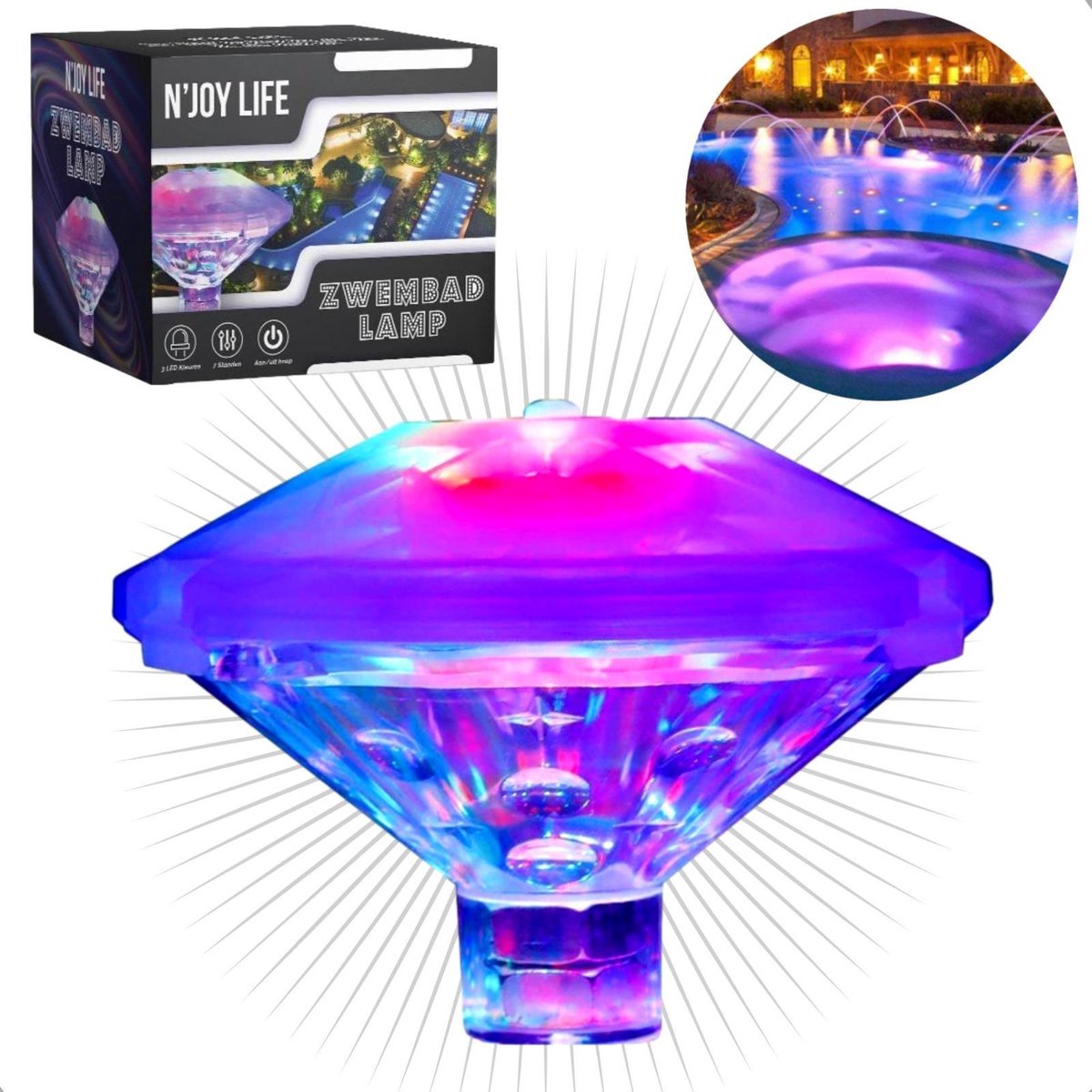 NJOY Life Lamp - Zwembad Verlichting - Disco Lamp - Onderwater verlichting - Zwembad - Jacuzzi - Buitenspeelgoed