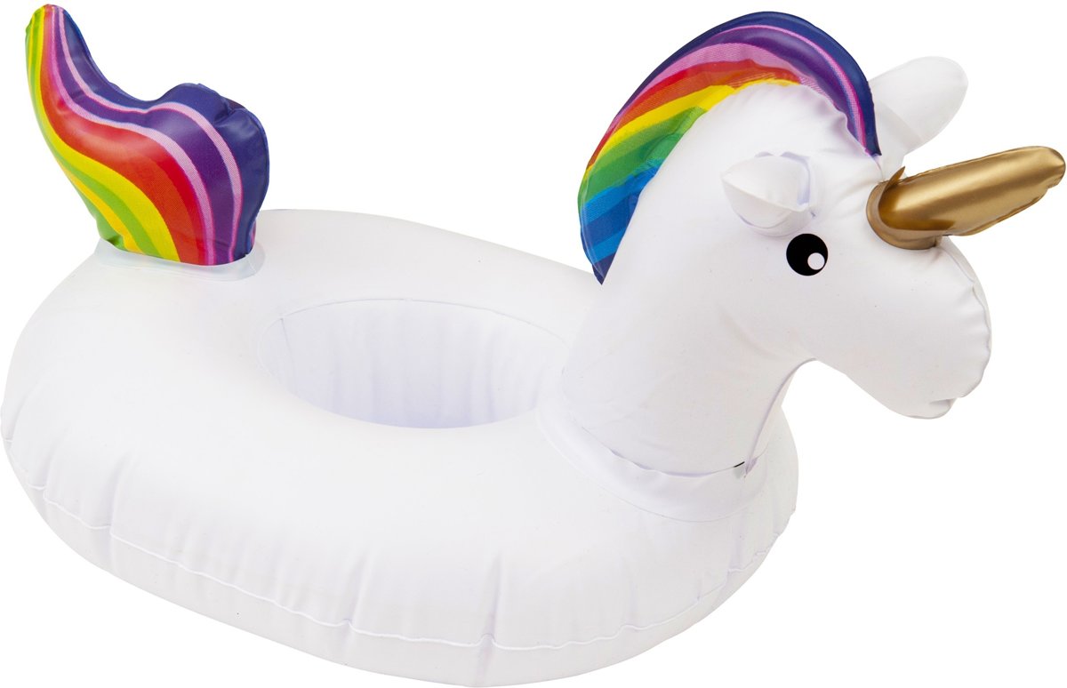 Enjoy Summer Opblaasbaare Unicorn Cupholder 24 Cm Wit