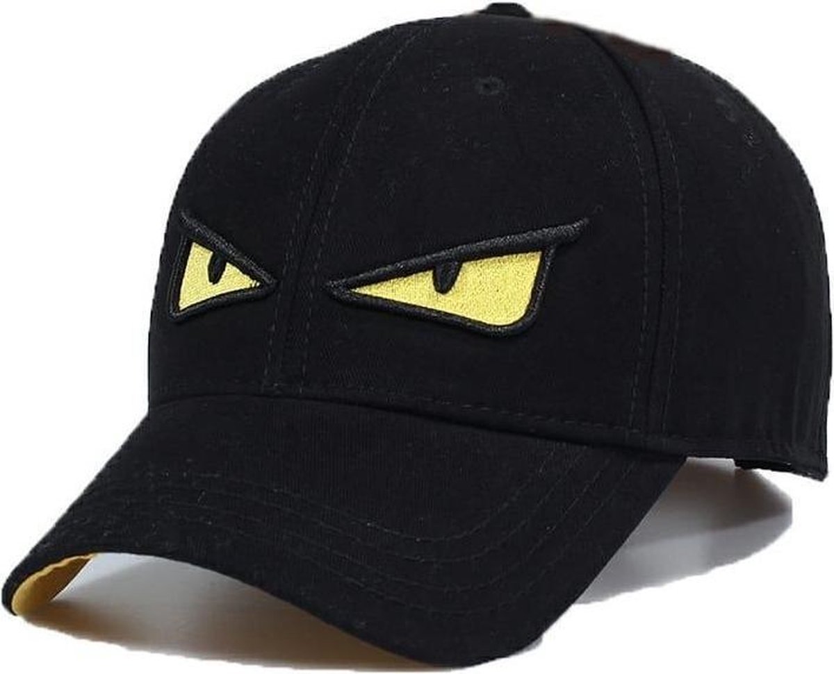 Enos Baseball Cap Heren - Geborduurd Yellow Eye - Zwart