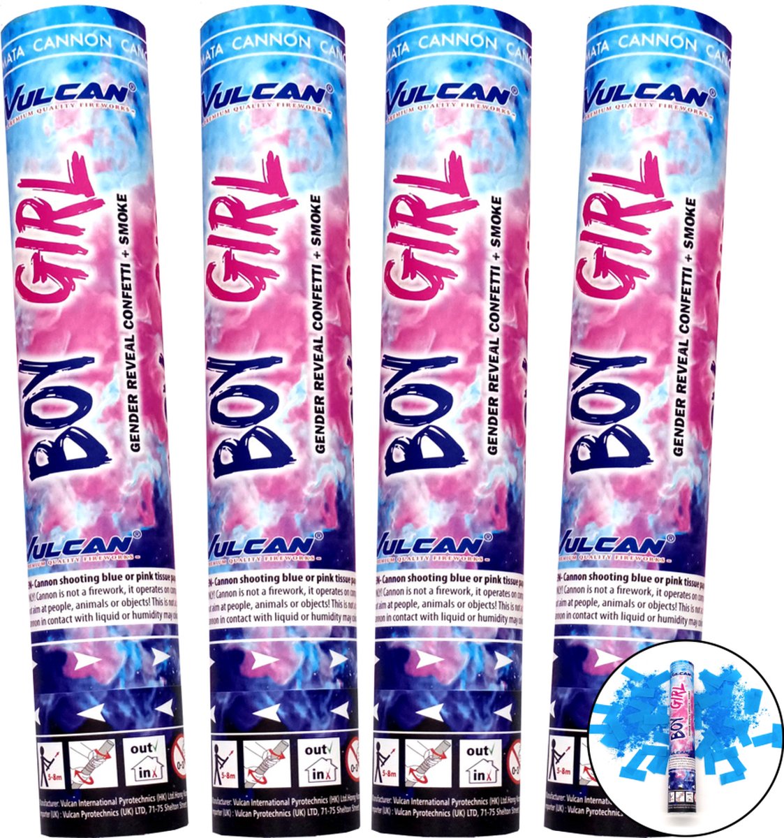 Gender Reveal Rookkanon Blauw Jongen - 4-pack - Confetti Kanon blauw - Confetti Shooter - Confetti & Rook - Gender Reveal Party - Premium Kwaliteit