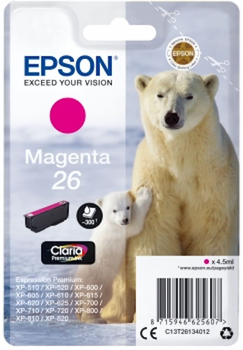 EPSON 26 inktcartridge magenta standard capacity 4.5ml 300 paginas 1-pack RF-AM blister