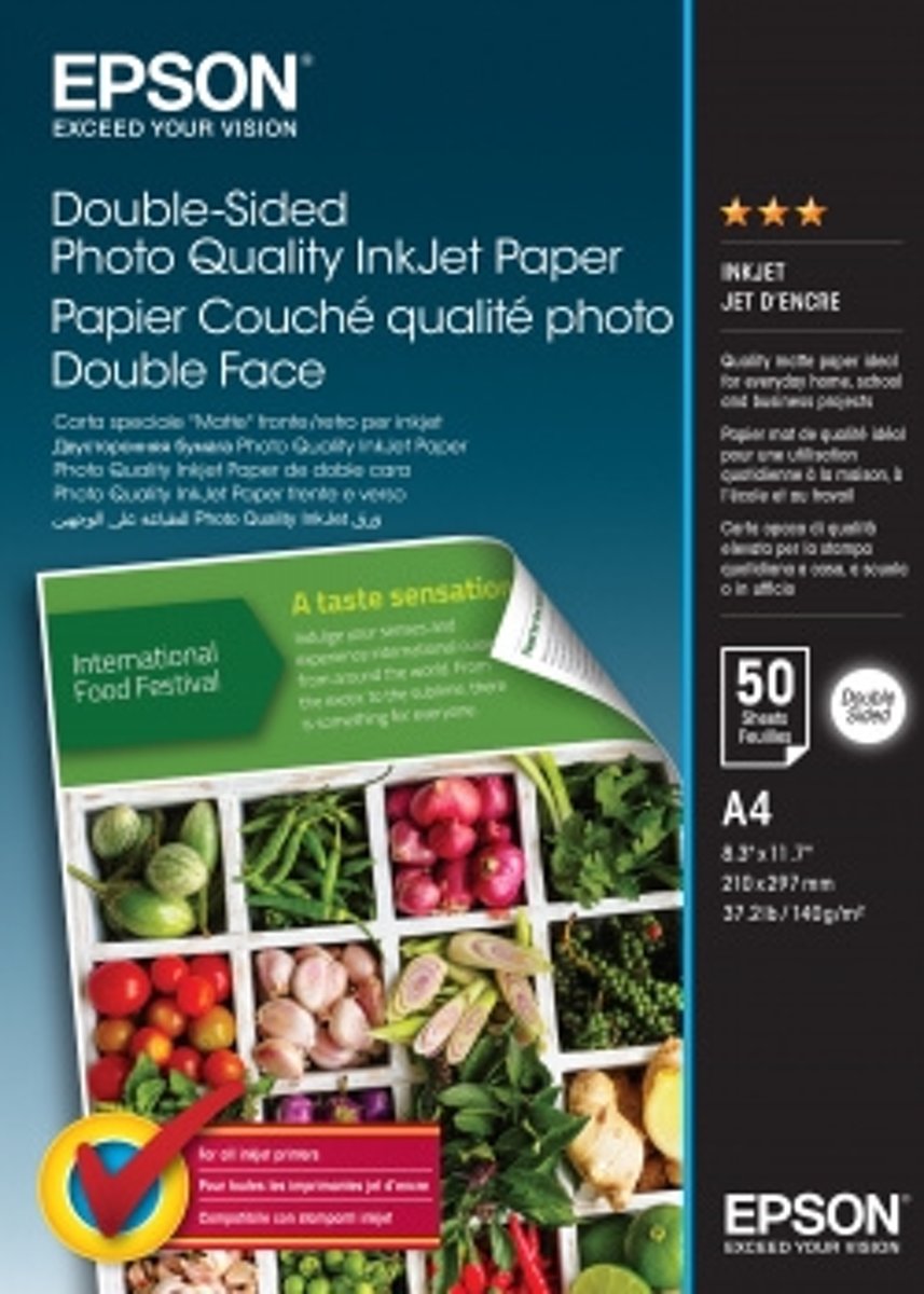 EPSON Double-Sided Photo Quality InkjetPaper - A4 - 50 Sheets