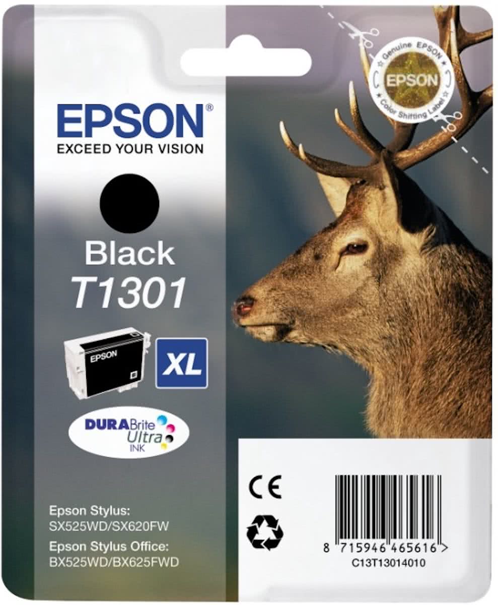 EPSON T1301 inktcartridge zwart extra high capacity 25.4ml 1-pack RF-AM blister DURABrite Ultra Ink