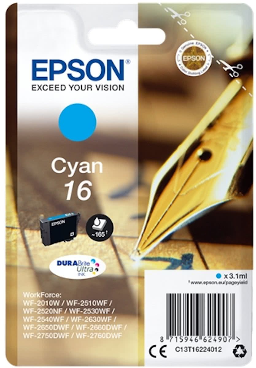   16 - Inktcartridge / Cyaan