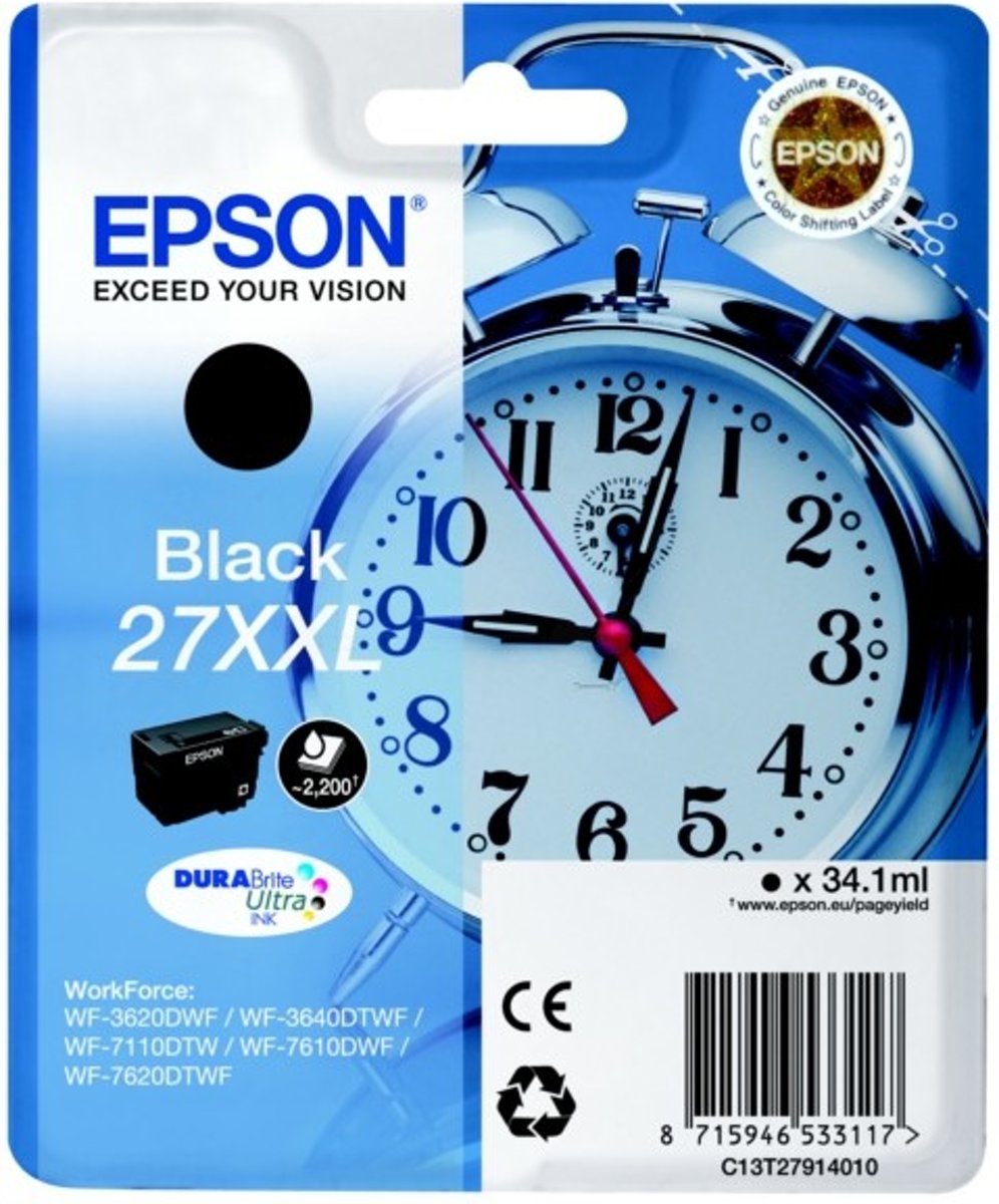 Epson 27XXL DURABrite Ultra Zwart inktcartridge