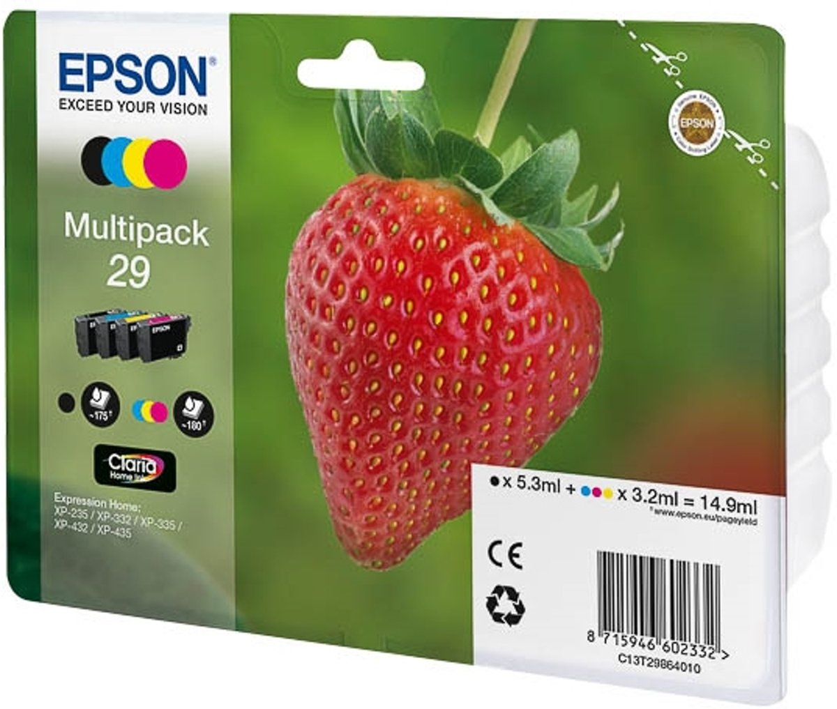 Epson 29 CMYK 3.2ml 5.3ml Zwart, Cyaan, Magenta, Geel inktcartridge