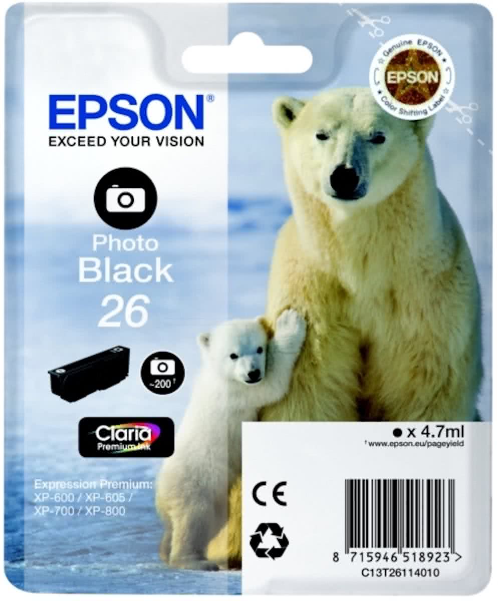 Epson C13T26114022 4.7ml 200paginas Zwart inktcartridge