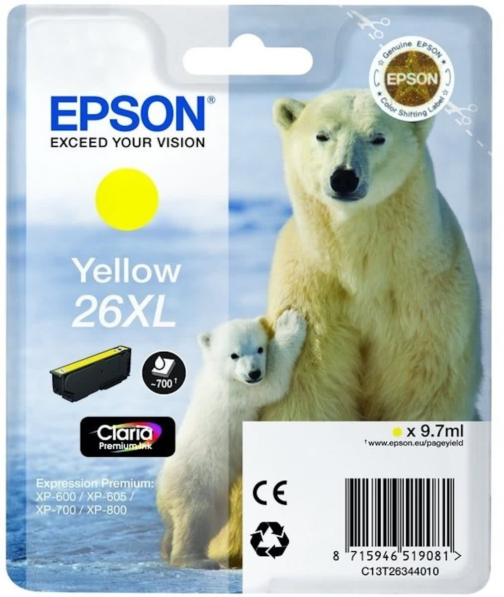 Epson C13T26344022 9.7ml 700paginas Geel inktcartridge