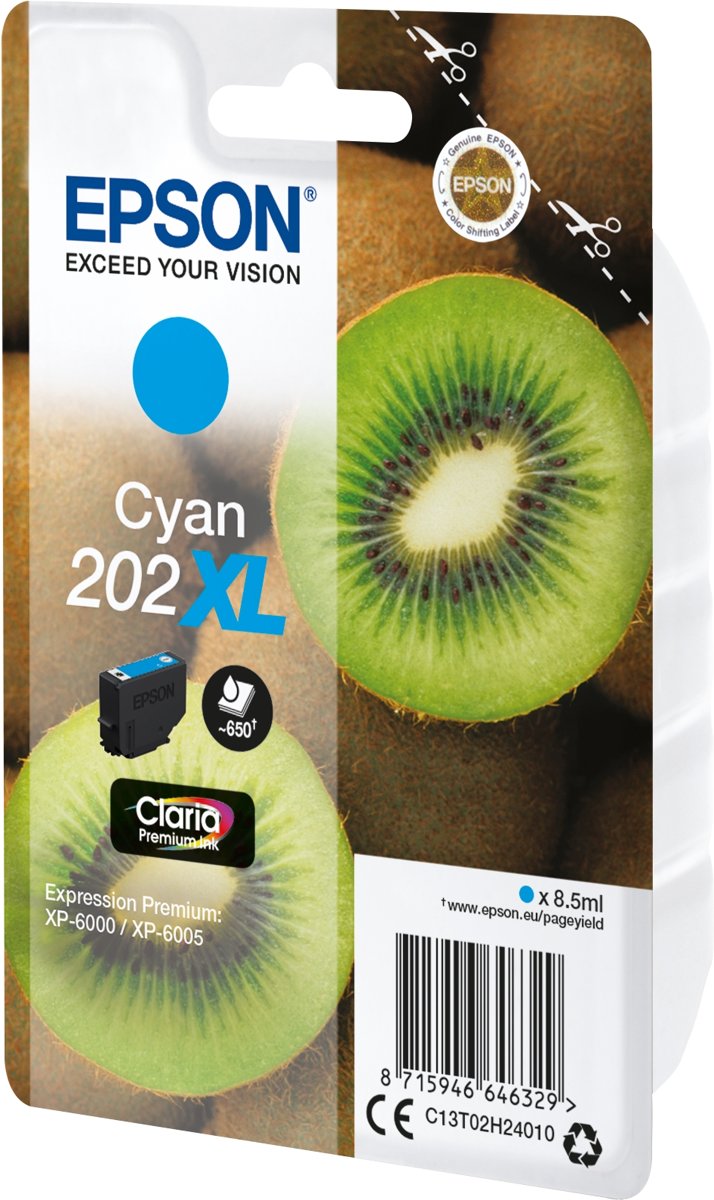 Epson Kiwi Singlepack Cyan 202XL Claria Premium Ink