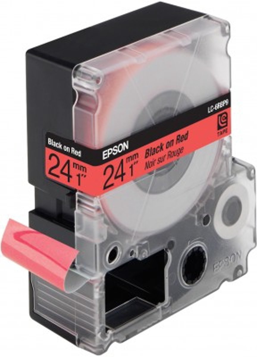 Epson Label Cartridge Pastel LC-6RBP9 Black/Red 24mm (9m)