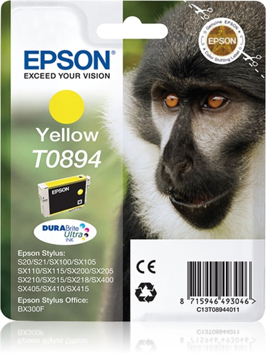 Epson Monkey Singlepack Yellow T0894 DURABrite Ultra Ink