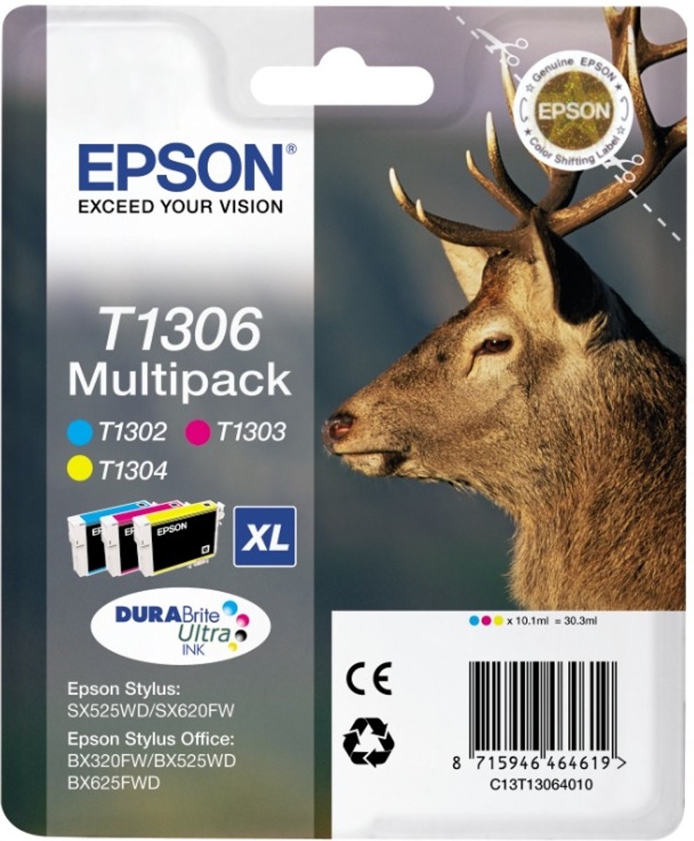 Epson Multipack 3-kleur T1306 DURABrite Ultra Ink