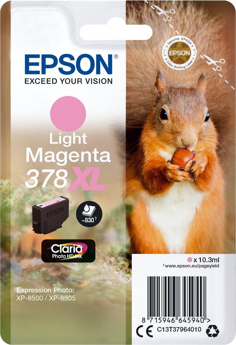 Epson Squirrel Singlepack Light Magenta 378XL Claria Photo HD Ink