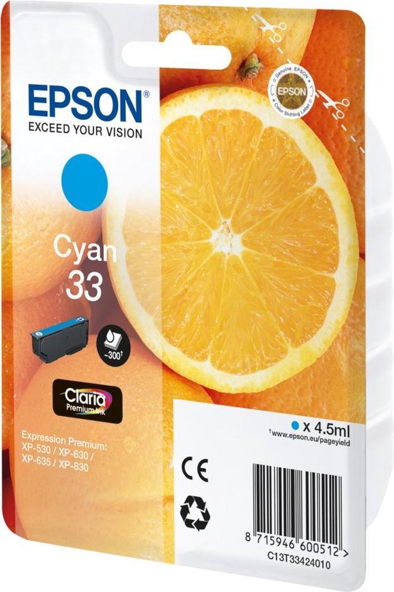 Epson T334240 Origineel Blauw 4,5ml