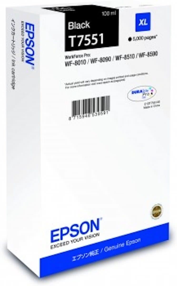 Epson T7551XL - Inktcartridge / Zwart / Hoge Capaciteit