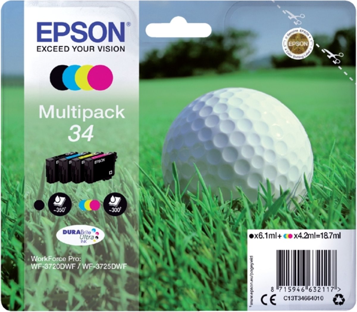 Inkcartridge epson 34 t3466 zwart + 3 kleuren