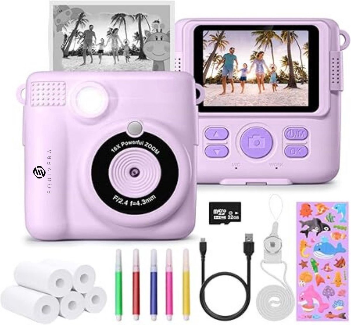   Kindercamera met Foto Printer - Kindercamera - Printcamera - Digitale Camera Kinderen - Speelgoed Camera