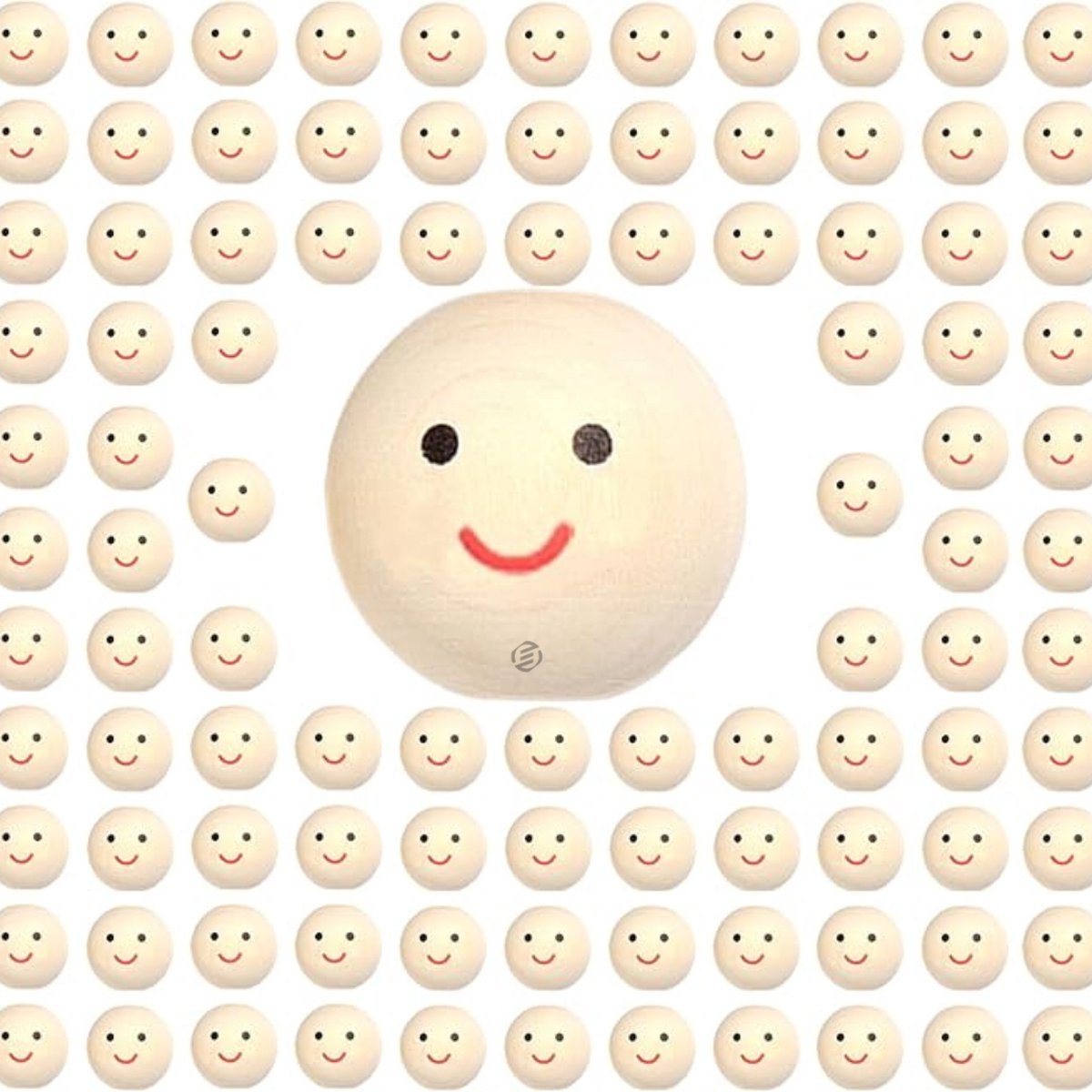   houten kralen met gezichtje - 100 stuks 20mm houten kralen met 5mm gat - glimlachende houten kralen voor DIY armbanden, kettingen en knutseljuwelen (Model A)