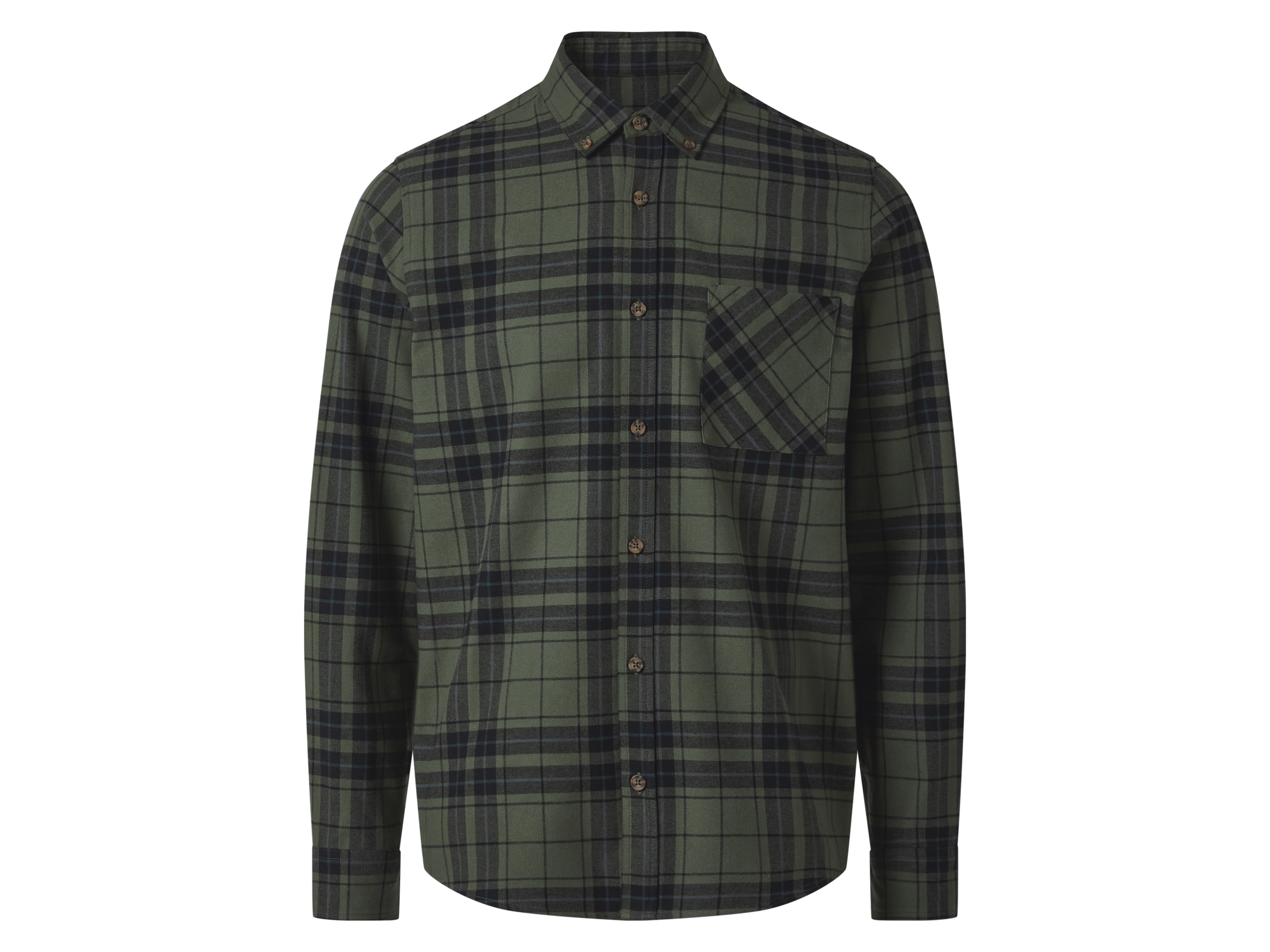 esmara Men Flanellen heren overhemd (Zwart/groen, M (39/40))